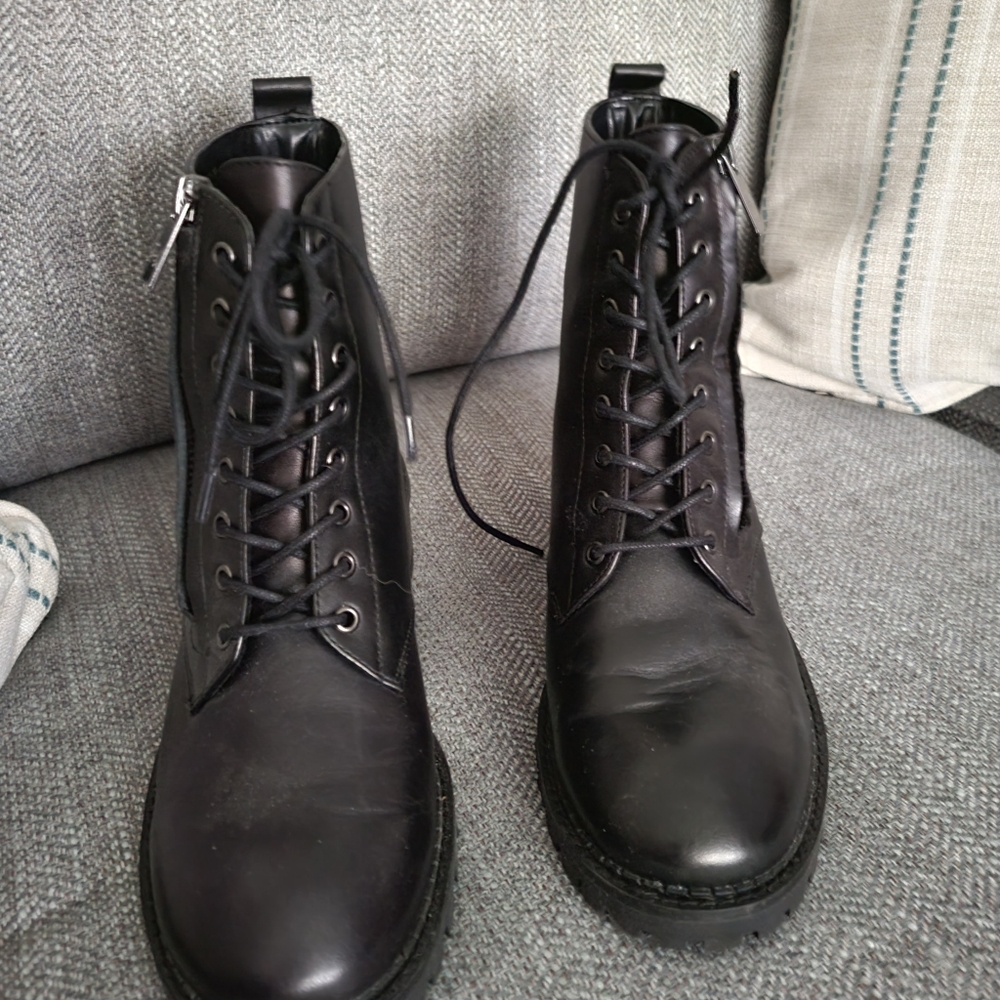 Halston Heritage Black Lois Combat Boots 7.5 - Picture 5 of 9